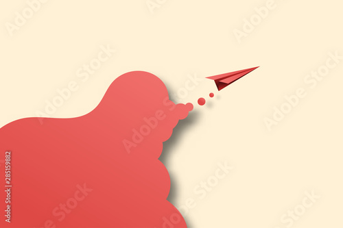 Paper art style of business success and leadership creative concept idea with red paper airplane.Vector illustration.