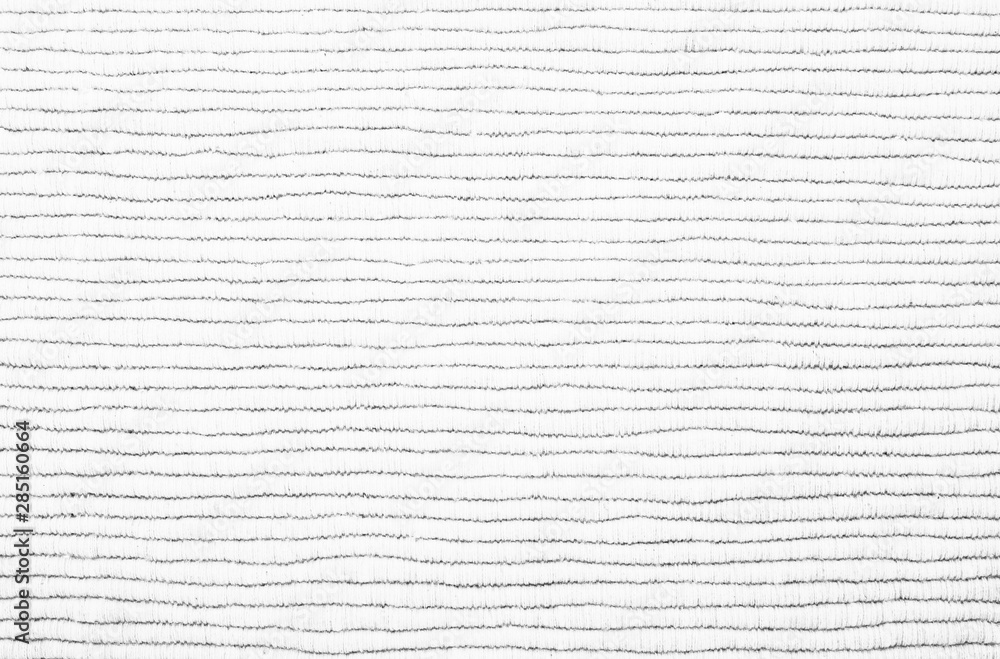 White fabric horizontal lines texture background. Rough white and black