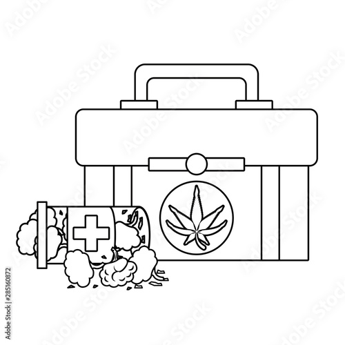 cannabis martihuana sativa hemp cartoon in black and white