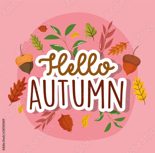 hello autumn season flat design