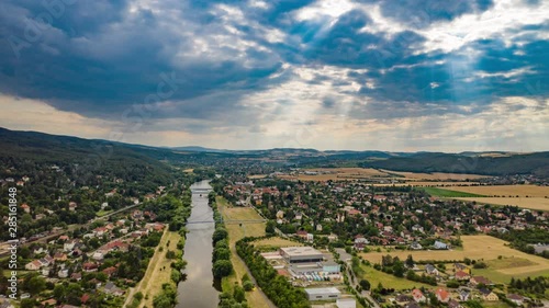 Aerial vies of the town of Dobrichovice in the Central Bohemian Region of Czechia. photo