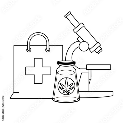 cannabis martihuana sativa hemp cartoon in black and white