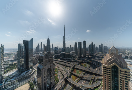 Panoramic view of modern city skyline and cityscape in Dubai. UAE © Eugene