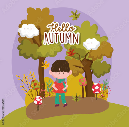 hello autumn season flat design
