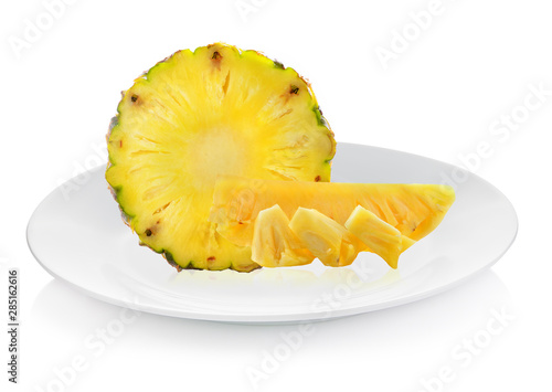 pineapple isolated on white plate