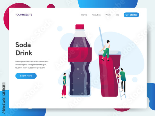 Landing page template of Soda Drink Illustration Concept. Modern design concept of web page design for website and mobile website.Vector illustration EPS 10