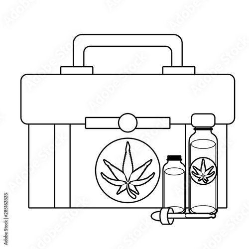 cannabis martihuana sativa hemp cartoon in black and white