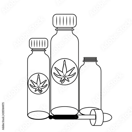 cannabis martihuana sativa hemp cartoon in black and white