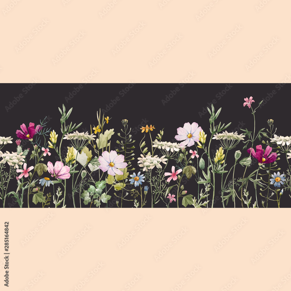 Watercolor floral vector pattern Stock Vector | Adobe Stock