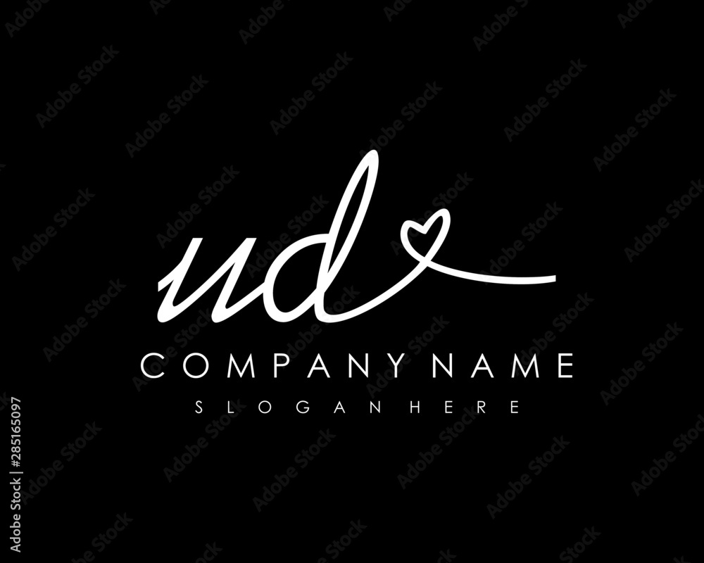 UD Initial handwriting logo vector UD Initial handwriting logo vector