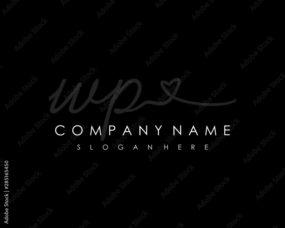 WP Initial handwriting logo vector WP Initial handwriting logo vector
