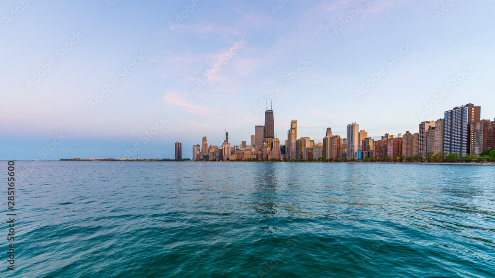 Chicago Skyline Pano at sunset