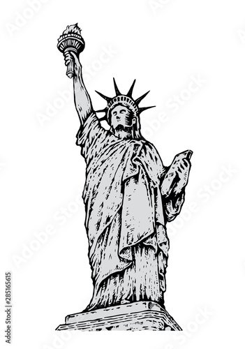 Statue of liberty. Landmark sketching. Hand drawn style. 