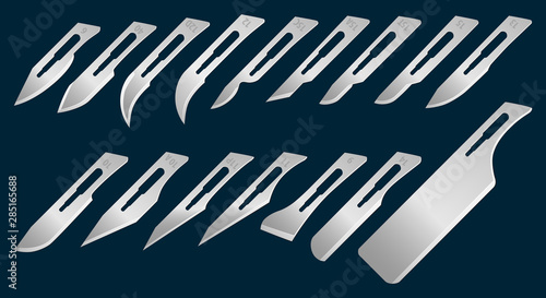Fotografie, Obraz Set of removable blades for scalpel handle No