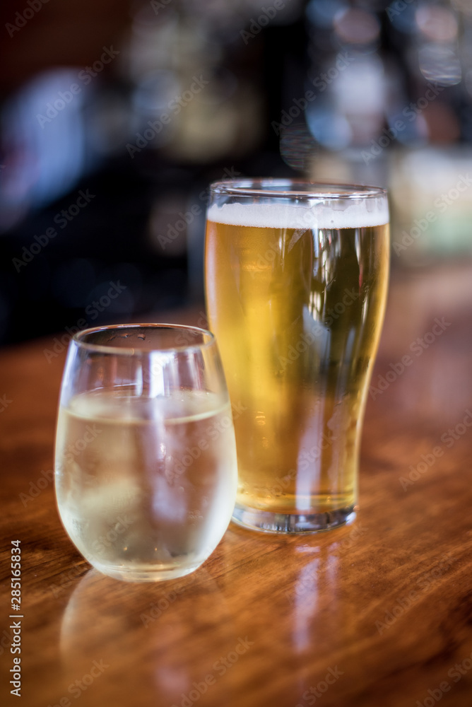 wine and beer at bar wine and beer at bar
