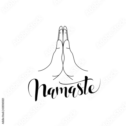 Linear namaste icon from India and holi outline collection. Thin line namaste icon isolated on white background. namaste trendy illustration