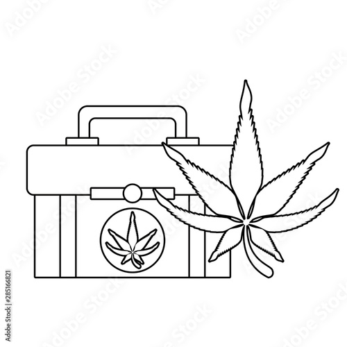 cannabis martihuana sativa hemp cartoon in black and white