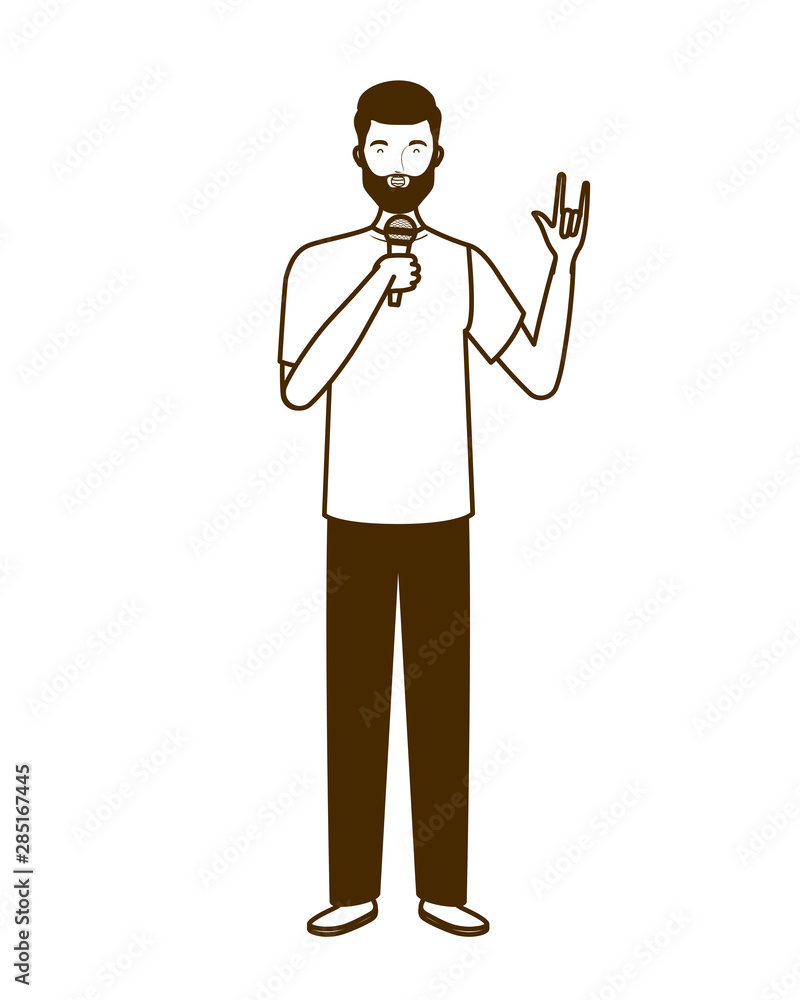 silhouette of man with microphone on white background silhouette of man with microphone on white background