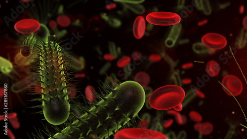 Bacterium Bacteria microbe microflora microscope render - 3D render