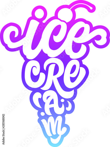 Ice cream text. Hand Lettering. Vector logo