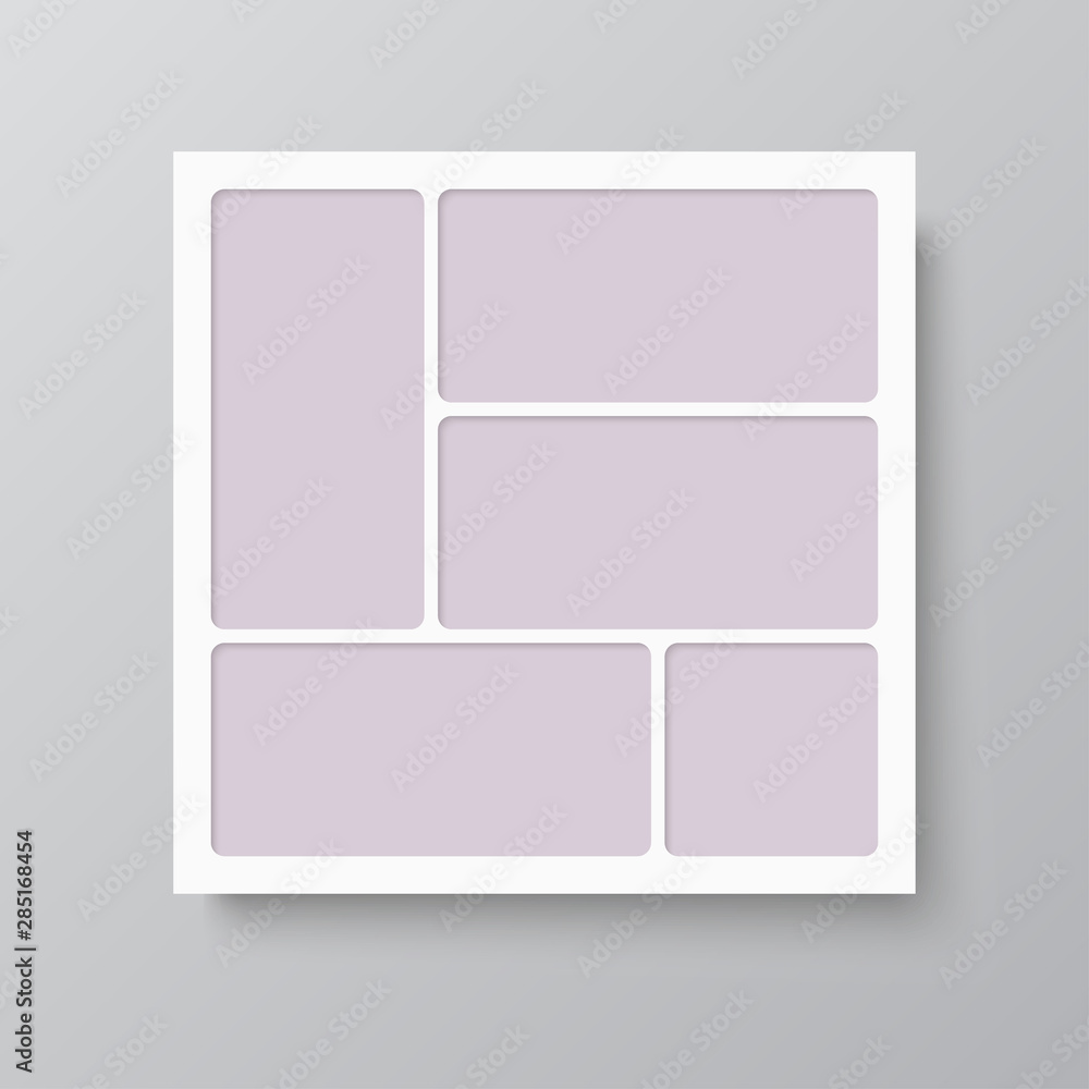Vector empty collage board five frames, photo Vector empty collage board five frames, photo