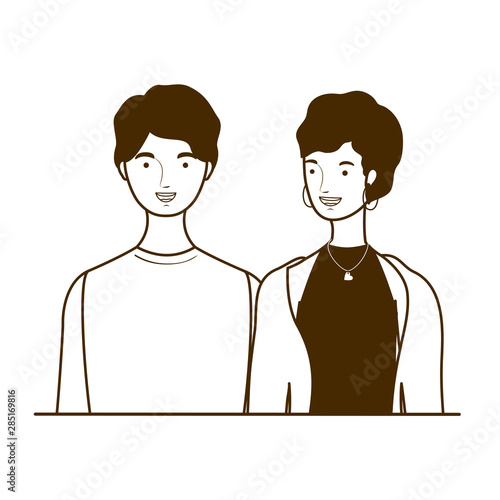 silhouette of couple of people standing on white background
