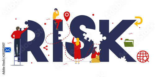 Risk management concept of control danger problem in investment or financial management business.