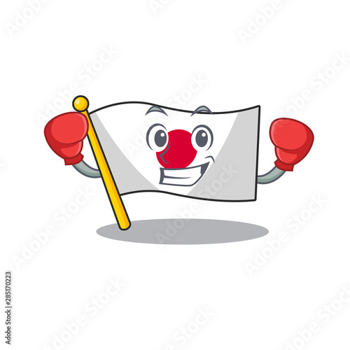Boxing Japan flag hoisted inside cartoon pole