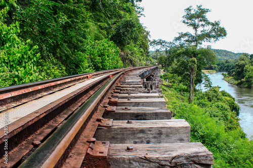 The Old Train Tracks Used Since World War II in Thailand. © Sombat