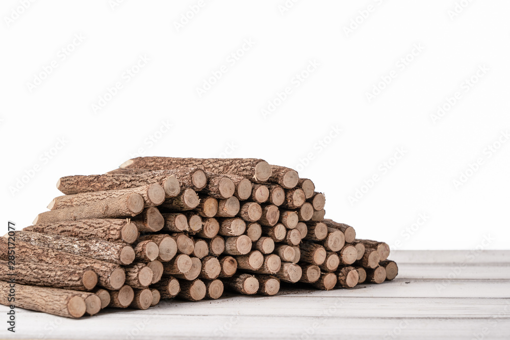 Natural Bough on wooden table, Isolate in White Background. Natural Bough on wooden table, Isolate in White Background.