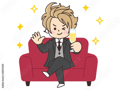 ホストの男性とシャンパン
