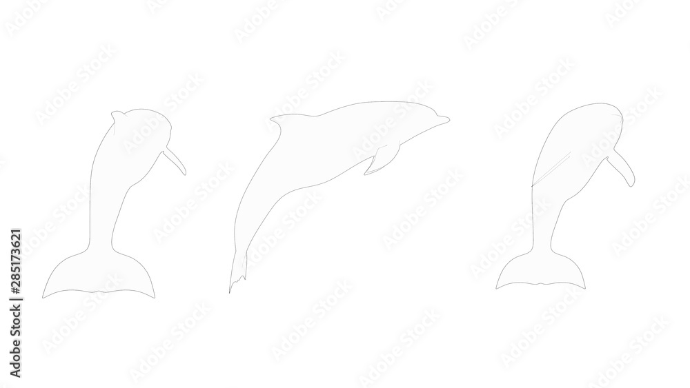 Dolphines 3d rendering isolated in white studio background Dolphines 3d rendering isolated in white studio background