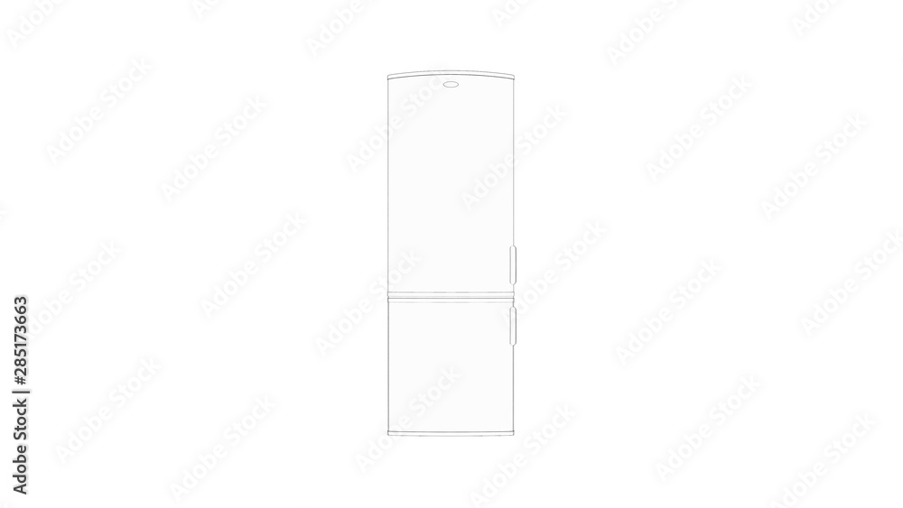 Refrigerator 3d rendering isolated in white studio background