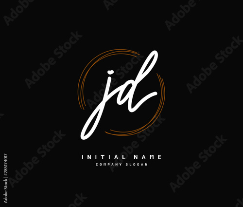 J D JD Beauty vector initial logo, handwriting logo of initial signature, wedding, fashion, jewerly, boutique, floral and botanical with creative template for any company or business
