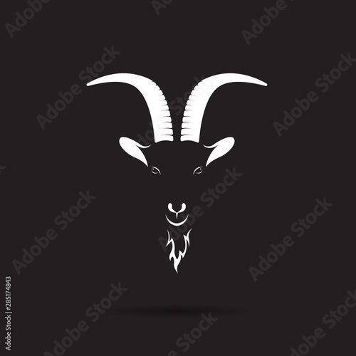 Vector of goat head design on a black background., Animal farm., Goat logo or icon. Easy editable layered vector illustration.