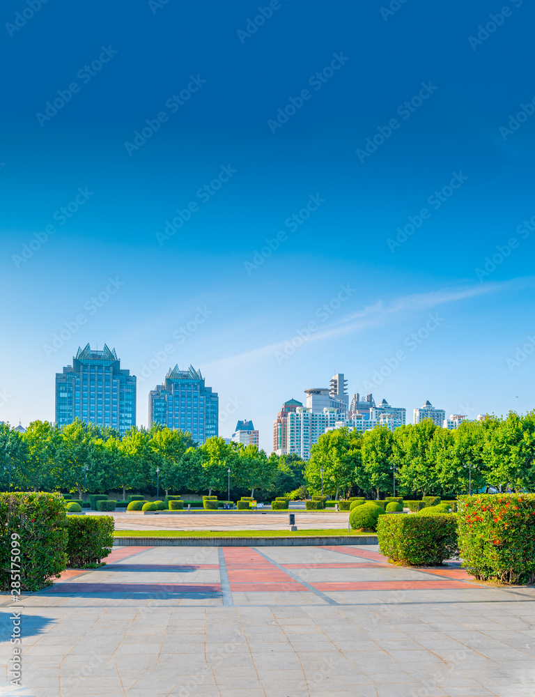 The architectural scenery in and around Century Park in Shanghai, China