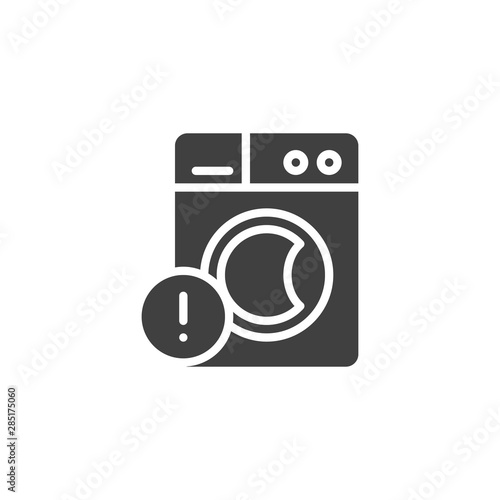 Washing machine warning sign vector icon. filled flat sign for mobile concept and web design. Washer instructions glyph icon. Laundry symbol, logo illustration. Vector graphics