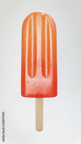 Orange popsicle ice cream isolated on white background