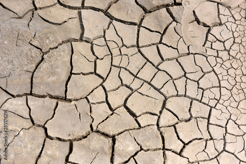 A dry cracked ground