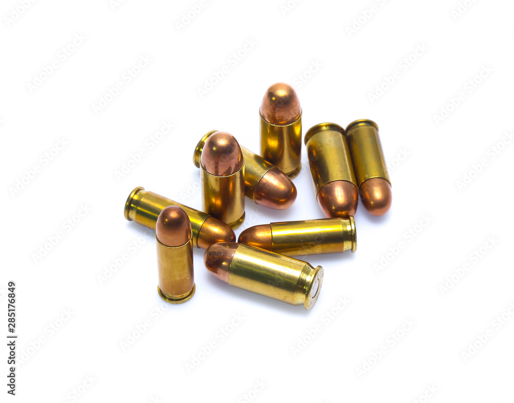 cartridges of .45 ACP pistols ammo isolated cartridges of .45 ACP pistols ammo isolated