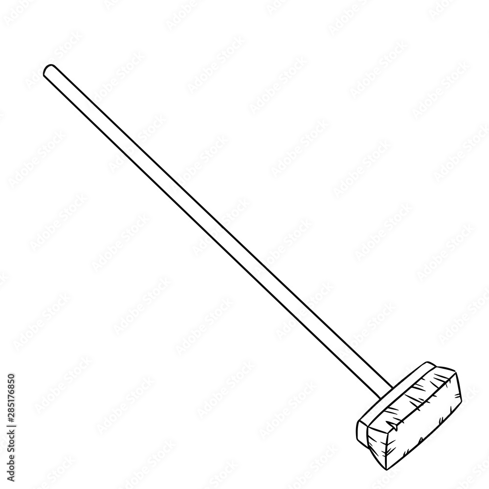 Hand drawn cute bromstick besom doodle. Vector isolated symbol. Cartoon sketch element Hand drawn cute bromstick besom doodle. Vector isolated symbol. Cartoon sketch element