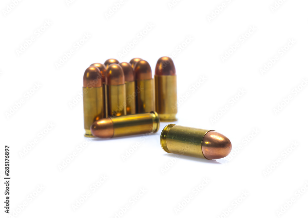 cartridges of .45 ACP pistols ammo isolated cartridges of .45 ACP pistols ammo isolated