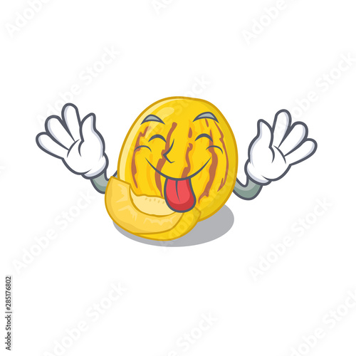Tongue out pepino melon juice in cartoon glasses