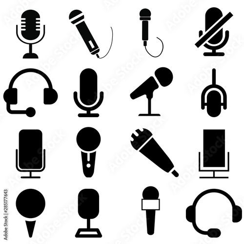Microphone icons set. Microphone vector icon. Mic illustration symbol collection.