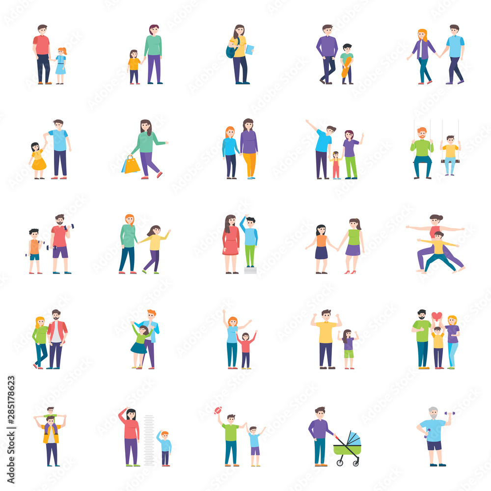 Family Characters Flat Vectors Pack Family Characters Flat Vectors Pack