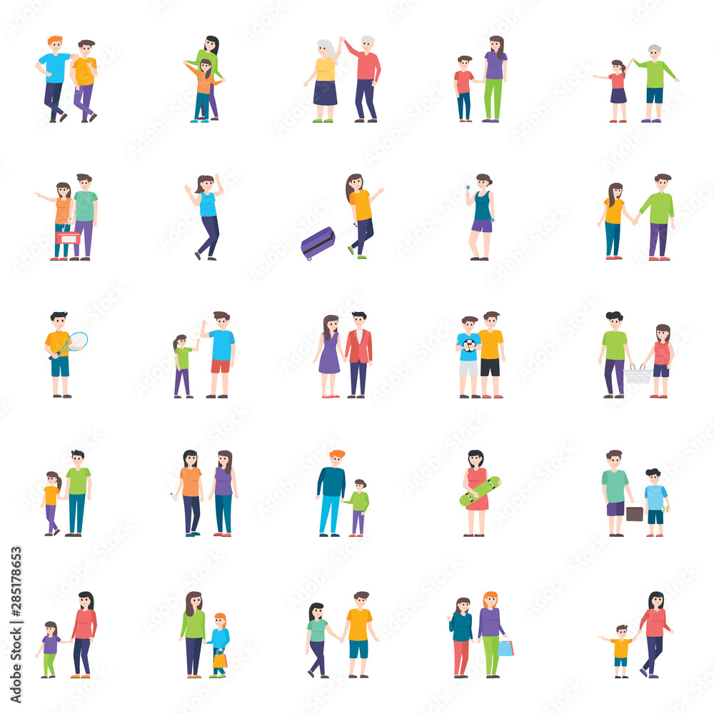 Parents And Siblings Flat Vectors 