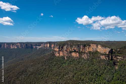 Lush and dense foliage across the vast region of the Blue Mountains on a cloudy and hazy day