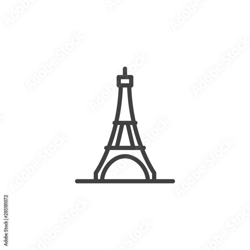 Paris city landmark line icon. linear style sign for mobile concept and web design. Eiffel tower outline vector icon. France travel symbol, logo illustration. Vector graphics