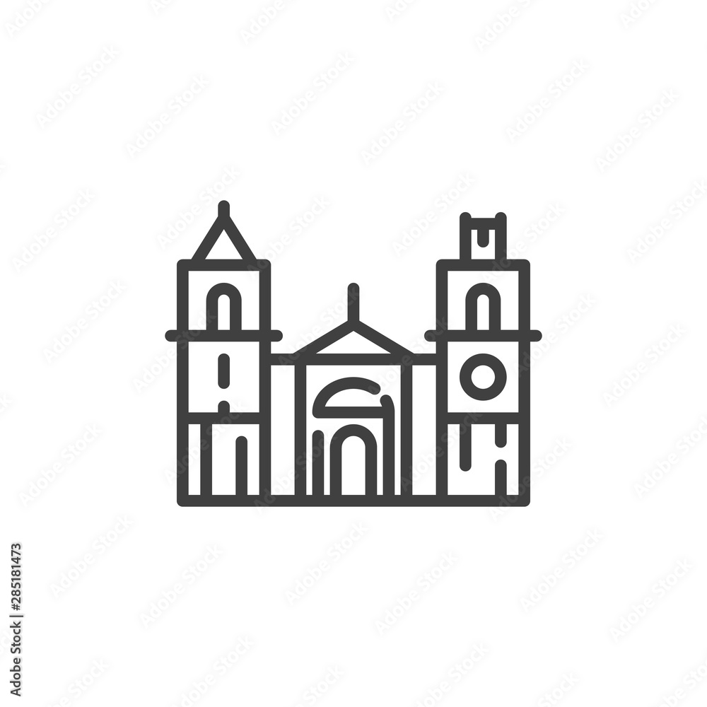 Valetta famous landmark line icon. linear style sign for mobile concept and web design. Malta City Buildings outline vector icon. Europe travel symbol, logo illustration. Vector graphics