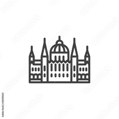 Budapest famous landmark line icon. linear style sign for mobile concept and web design. Hungary City buildings outline vector icon. Europe travel symbol, logo illustration. Vector graphics